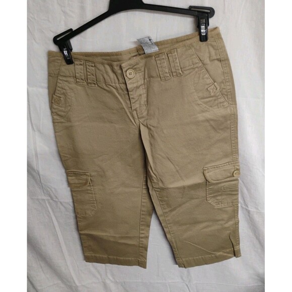 No Boundaries nobo Size 7 Capri Pants Khaki Cargo Juniors - Picture 1 of 12